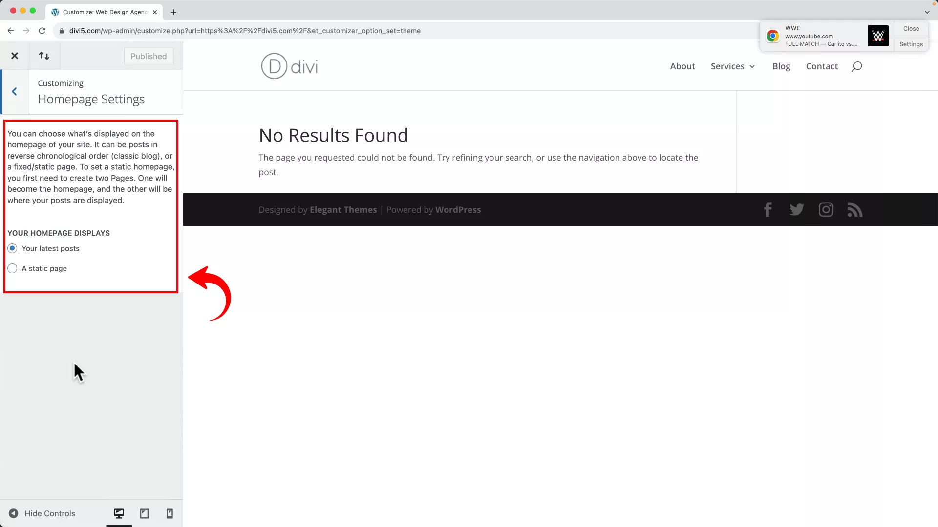 Divi Theme Tutorial: Complete WordPress Website Setup change home page to static page on WordPress