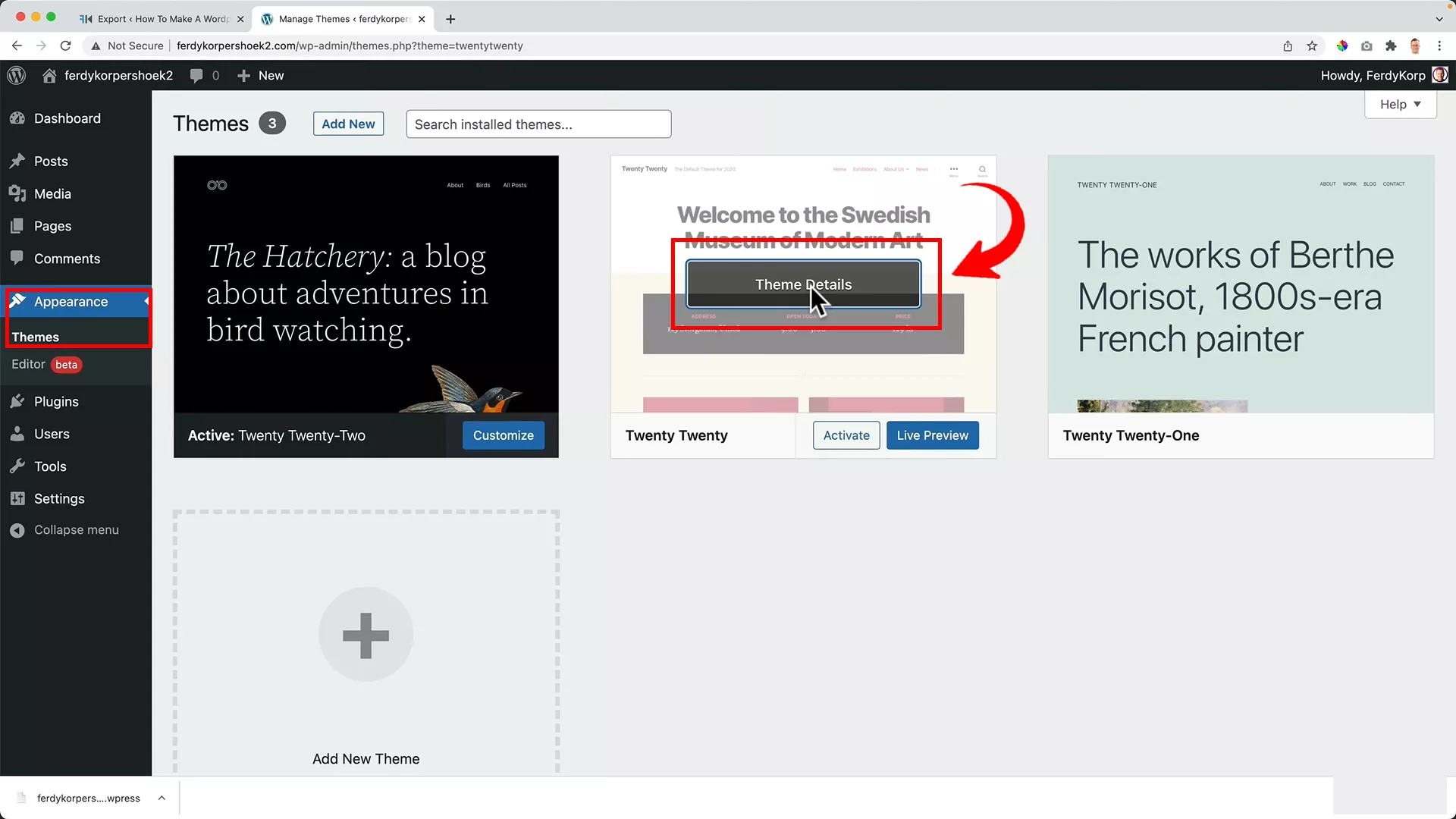 Migrate Any WordPress Website to a New Domain for Free delete pre-installed themes on WordPress