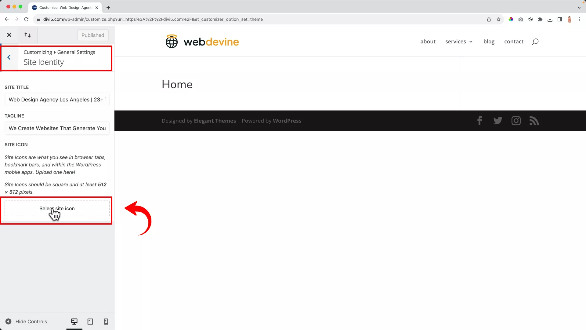 Divi Theme Tutorial: Complete WordPress Website Setup Upload favicon on WordPres\s website
