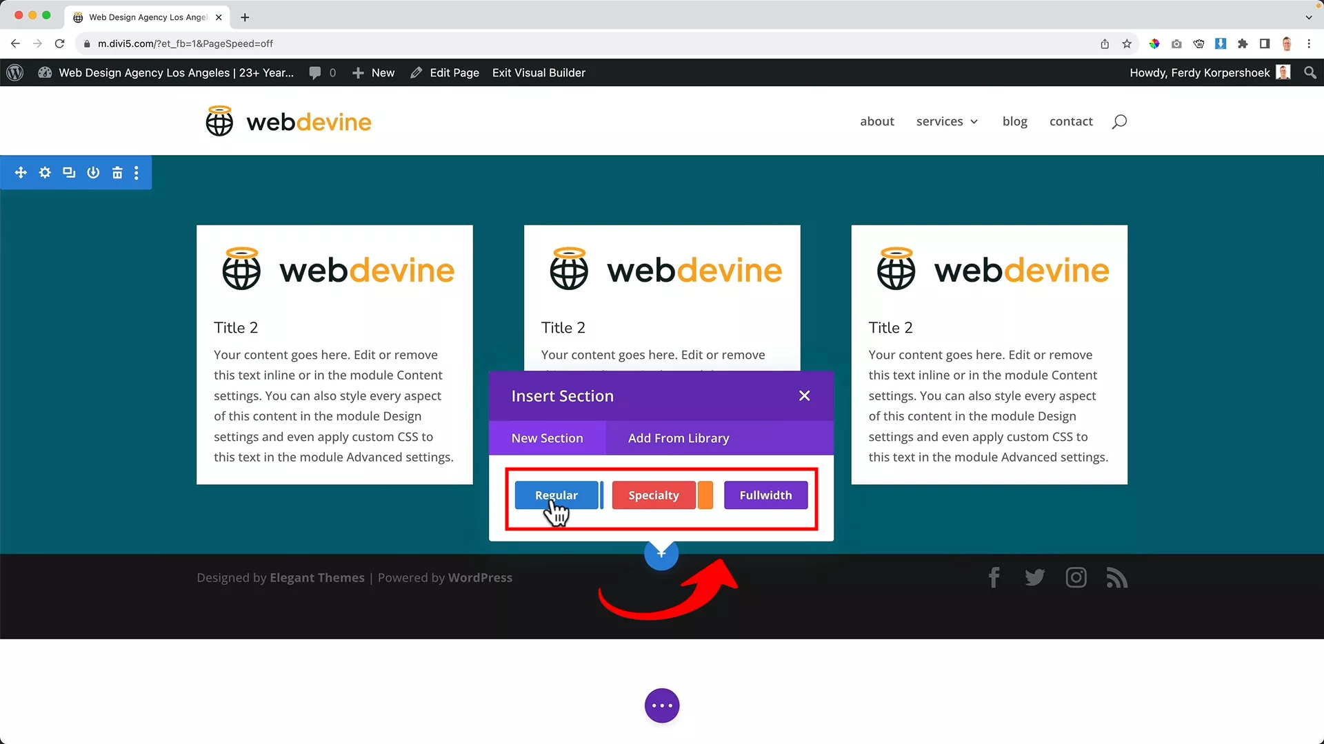 Divi Theme Tutorial: Complete WordPress Website Setup Create a new section on Divi