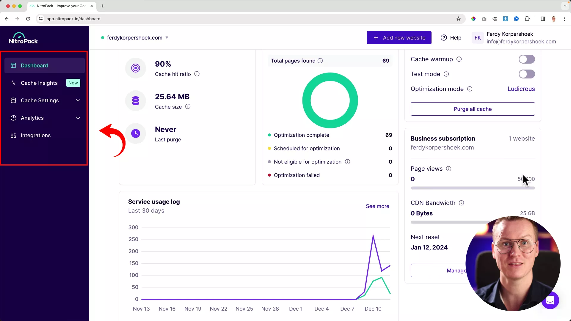 NitroPack Review 2026: Is it Worth the Hype? (Real Test Data) NitroPack dashboard