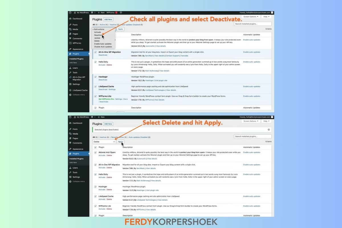 Delete All WP Plugins