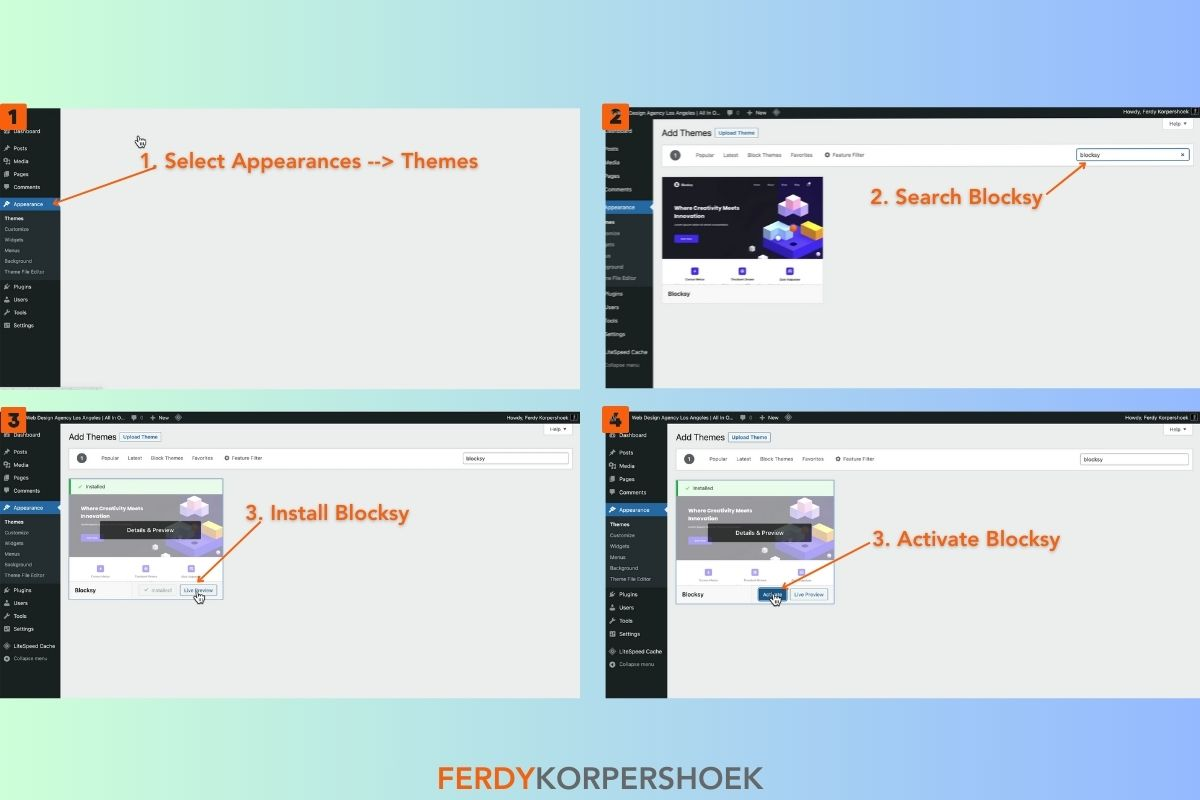 Install Blocksy Theme